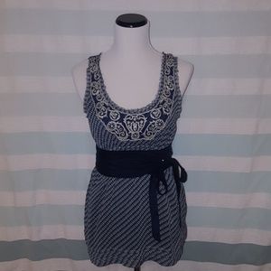 NBW, NWT Plaid top with metallic embroidery